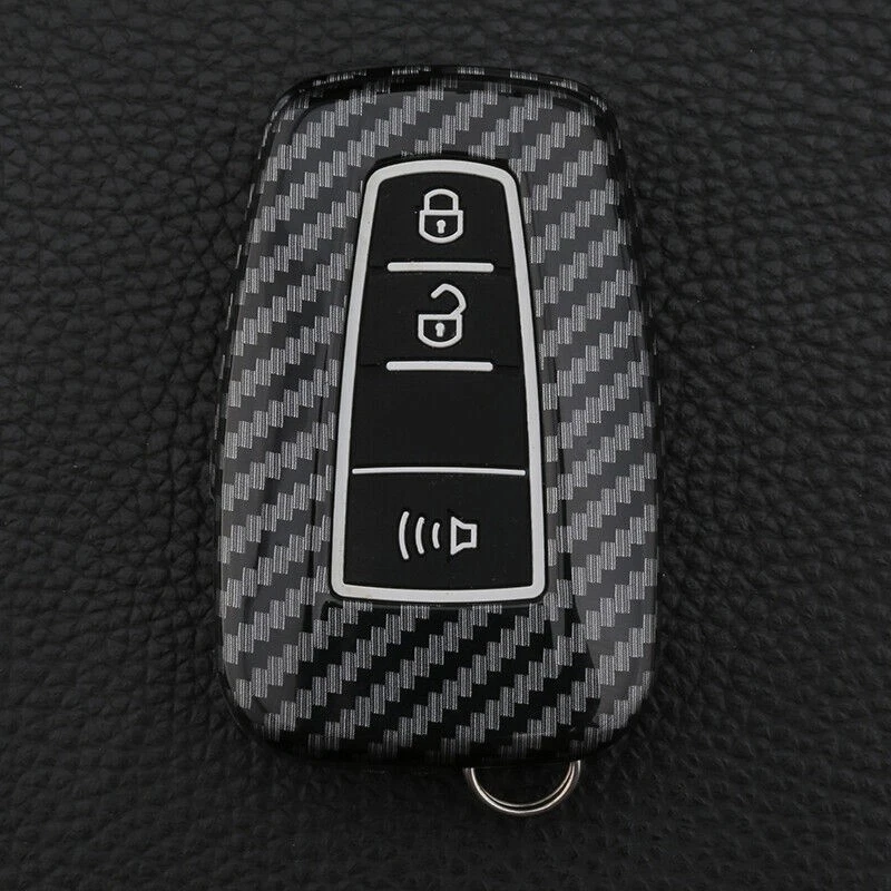 Para Toyota Corolla Prius C-HR Fibra de Carbono Control Remoto Inteligente Llavero ABS Estuche Cubierta Foto 3 de 4