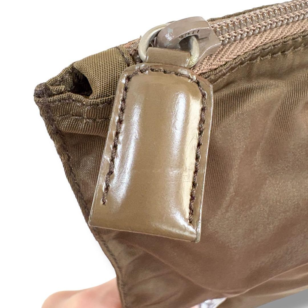 PRADA Triangular Nylon Pouch Large Brown Vintage … - image 5