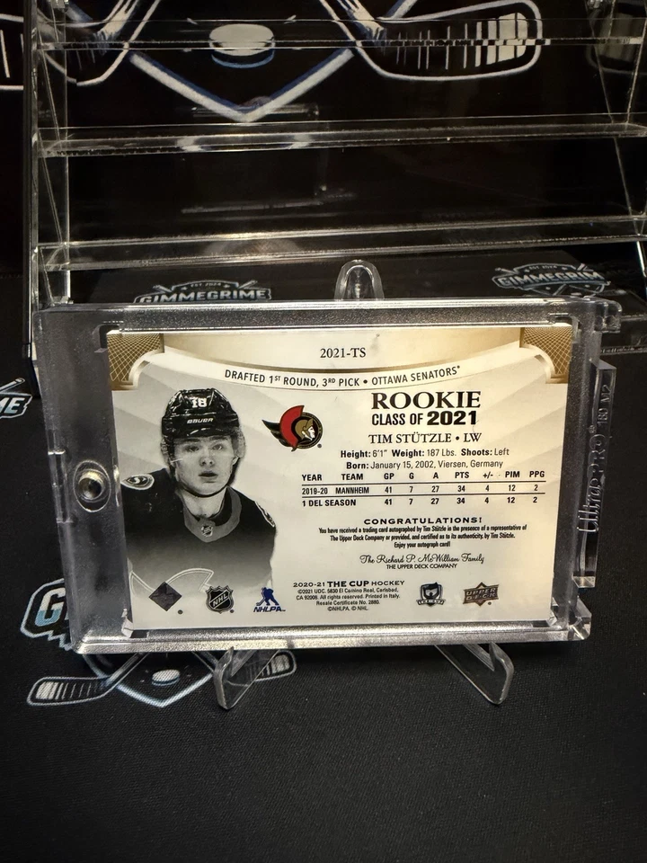 TIM STUTZLE ROOKIE CUP AUTO 20/21 BOOKEND 50/50 - Image 2 of 2