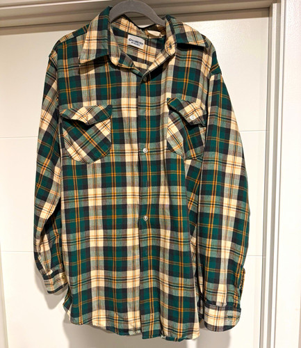OshKosh B'gosh, Vintage OshKosh B'Gosh Flannel Shirt Large Long Green Plaid Union Made Workwear