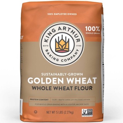 King Arthur Flour Stone Ground White Whole Wheat Flour 5 Lb, Pack of 2