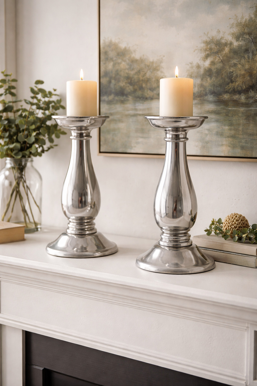 S Pottery Barn Silver Pewter Look  Aluminum 1 Foot