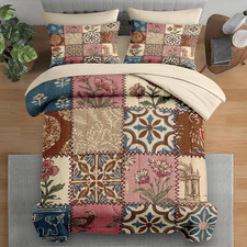 King Size Comforter Set, Retro Floral 7-Piece Bedding for Kids  Adults