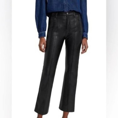 Seven For All Mankind Womens Black Faux Leather Flared Pants 25 (K551)
