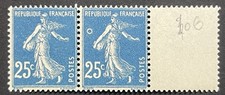 Timbre variété 140v ** 25c bleu Marianne de Semeuse anneau de lune tàn