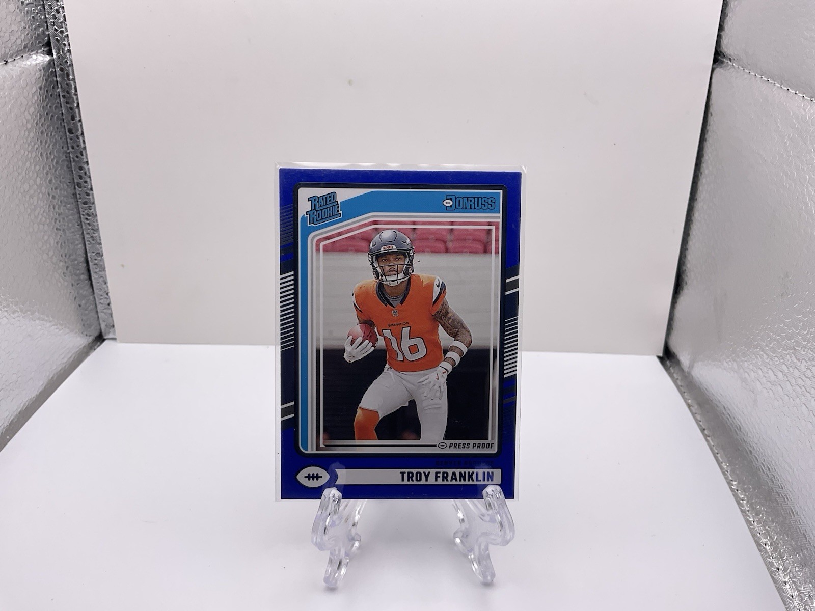 2024 Panini Donruss - Rated Rookie Troy Franklin #338 Blue Press Proof (RC)