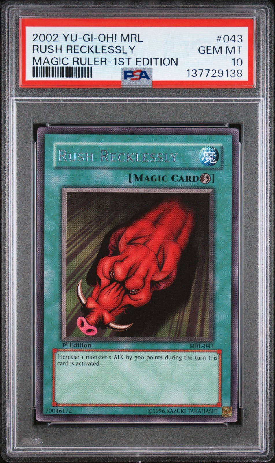 2002 YU-GI-OH! MRL-MAGIC RULER 1ST ED #043 RUSH RECKLESSLY PSA 10