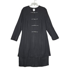Vtg R & M Richards By Karen Kwong Black Dress Midi Lagenlook Asian Minimalist 18