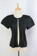 Special Price! ISSEY MIYAKE Black Pleats Short Sleeve Cardigan Jacket 130 9604