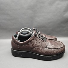 SAS Bout Time Shoes Mens 8.5 WW Brown Leather Comfort Walking Moc Toe Lace Up