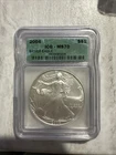 2004 $1 AMERICAN SILVER EAGLE ICG MS70 GREEN LABEL