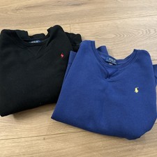 Polo Ralph Lauren Crew Neck Boys Sweater 18/20 x2 Black Blue Preppy