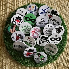15 x 25mm  GOLF THEMED  PLASTIC STUDDED GOLFBALL MARKERS  FREE U.K.P&P