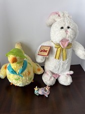 Easter Plush Lot 15  Musical Bunny Hallmark Chick Hinged Egg Box