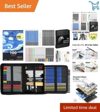 Art Supplies Sketching Kit 76 Pieces 100-Page 3-Color Sketchbook Drawing Pencils