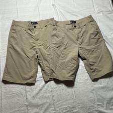 2 pairs of Hurley Bermuda Shorts Boys Sz 20 Beige Pockets Skate Beach H2O Dri