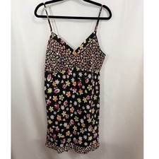 Womens Black Floral Spaghetti Strap Babydoll Lingerie Nightie XL Coquette
