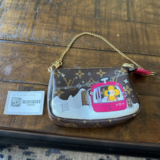Louis Vuitton Monogram Vivienne Pouch Wallet Wristlet w/ Chain Strap Zipper