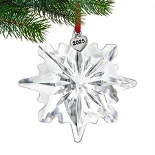 2025 Clear Crystal Snowflake Ornaments for Christmas Tree 3.15" Glass