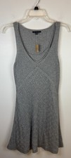 AMERICAN EAGLE Gray Crochet Knit Sleeveless Dress Women Med V-Neck Lined BOHO