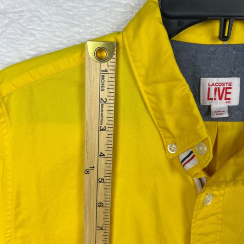 Lacoste Live Yellow Embroidered Logo Collared Long Sleeve Button Down Shirt Sz40 - Picture 6 of 11
