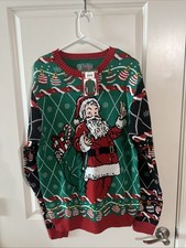 Santa Claus Christmas Sweater Ugly Holiday Knit Pullover LRG As Pictured NWT