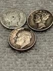 1914, 1941, 1957 dimes silver, free shipping 3 dimes 1 price