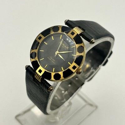Omax Black Gold Crystal Waterproof Women s Quartz Watch, 30mm