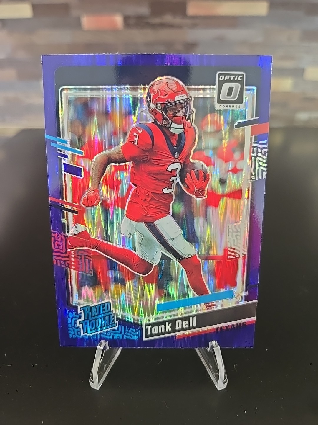 2023 Panini Donruss Optic Rated Rookie Tank Dell #245 Purple Shock Texans