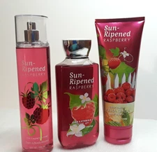 BBW Sun Ripened Raspberry Cream Fragrance Mist Shower Gel Signature Original 3pc