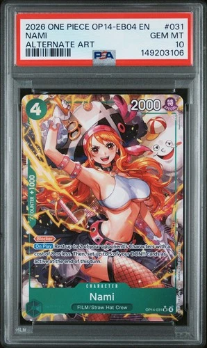 2026 One Piece Azure Sea's Seven Nami Alternate Art #OP14-031 PSA 10