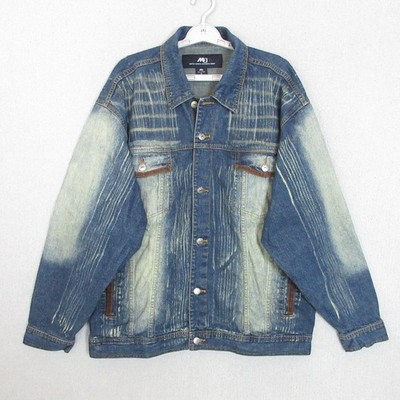 Moffat Jacket Mens XL Distressed Washed Blue Authentic Sports Denim Vintage
