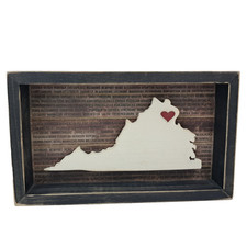 Primitives by Kathy Virginia State Box Sign Wall Art Wood Rustic Manassas Heart