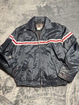 Vintage Mens Spiewak Titan Navy Blue With Grey & Red Pinstripes Lg Airline