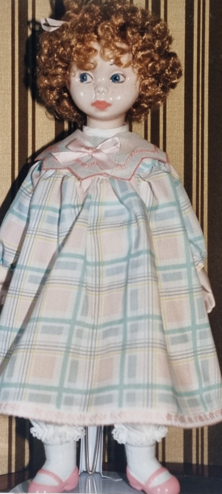 Poupée FANAS Art Spain Collection en céramique et tissu bourré 41cm - Artisanat des années 80