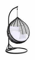 Yaheetech Garden Swing Chair with Stand, Rattan Hanging Chair Black