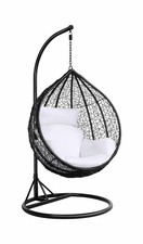 Yaheetech Garden Swing Chair with Stand, Rattan Hanging Chair Black
