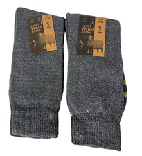 Lamb's Wool Blend Socks NEW Men's US 10-13 Lot of 2 Gray Calf Length 1399