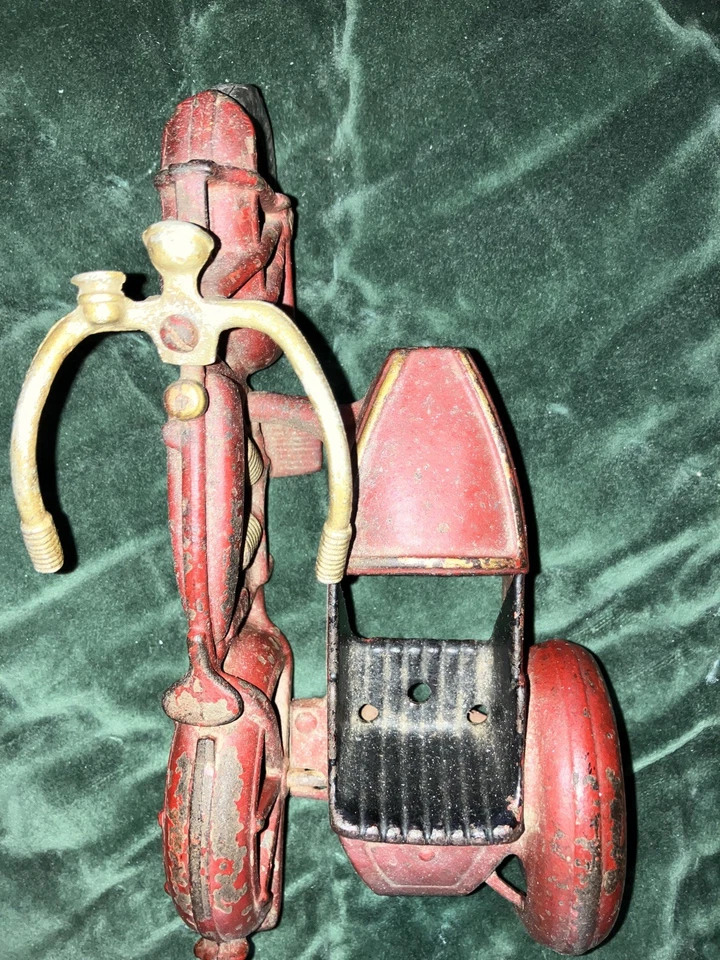 Motocicleta India Policía Hubley Hierro Fundido Años 30 De Colección con Sidecar 9" Foto 3 de 4