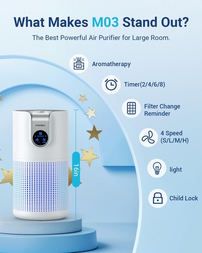 Purificatori d'Aria per Casa Grande Stanza fino a 1500ft² con Aromaterapia, HEPA Air P... - Foto 4 di 9
