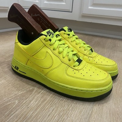 Nike Air Force 1 AF1 Neon Volt Yellow Black Boys 6Y Women 7.5 Sneaker 596728-702
