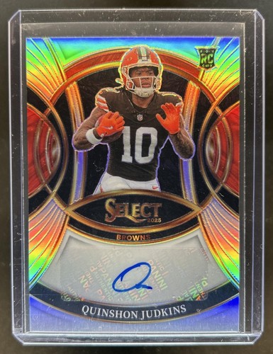 2025 Panini Select Quinshon Judkins Rookie RC Silver Prizm Auto #RSI-QJS Browns