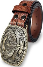 Western Belt for Belt Buckle - Adjustable Leather Belts with Buckle Cowboy Belts