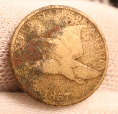 1857 Flying Eagle Cent - Good Cond with Some Environmental Damage (#JP03-003)