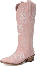 Botas de Vaquero para Mujer - Botas de Vaquera Anchas hasta la Rodilla de Pantorrilla, Brillo Brillante...