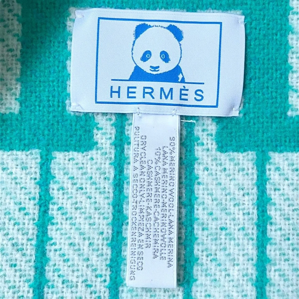 Manta azul Hermès Avalon mezcla de seda tiro de lujo con logotipo diseño sofisticado Foto 4 de 4