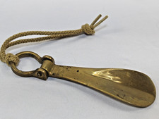 Antique Solid Brass Shoehorn with Hanging Loop