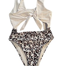 Womens One Piece Swimsuit Size L Leopard Prin...