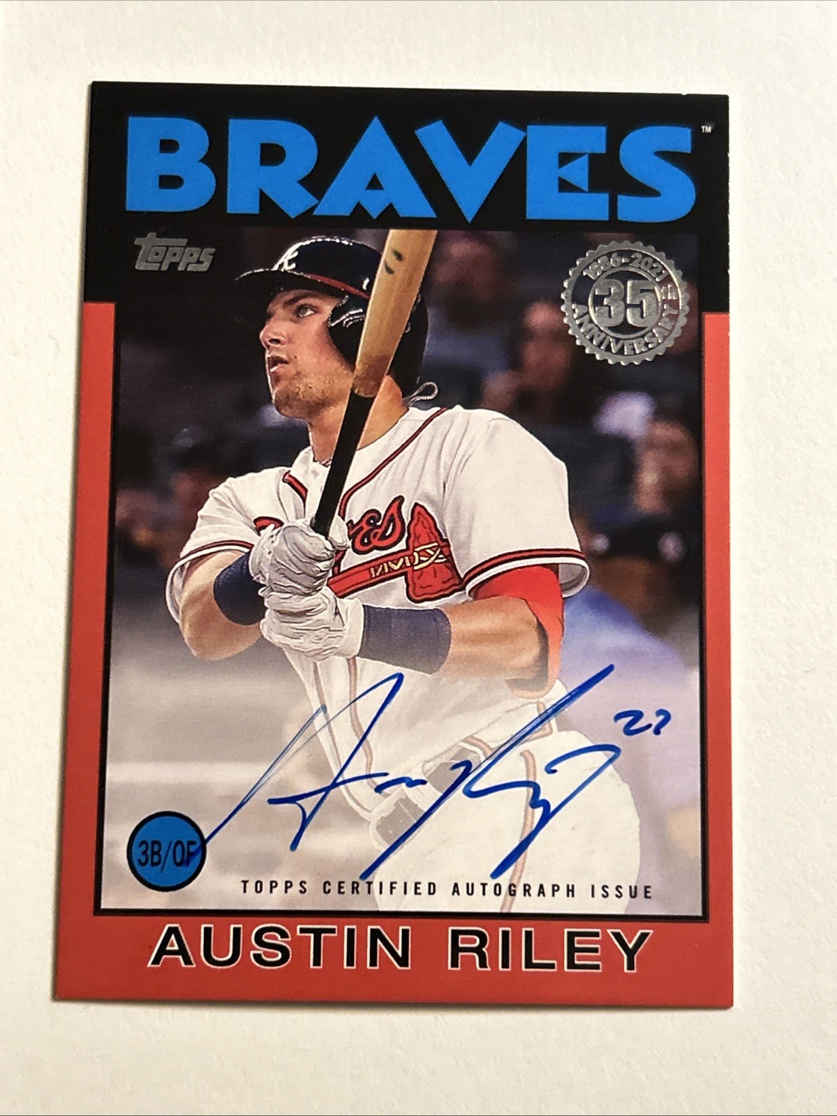 💥2021 Topps Update Series 1986 Austin Riley #86A-ARI Auto- Low Serial #22/25