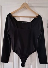 Pretty Little Things Black Square Neck Long Sleeved Body Suit Size 16